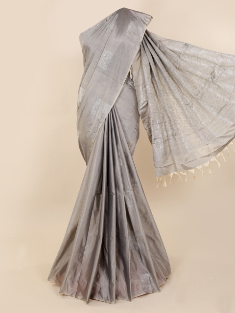 Pothys Grey Printed Silk Cotton Saree