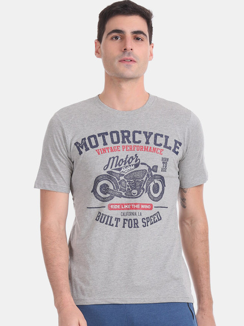 

Cherokee Men Grey Printed Round Neck T-shirt