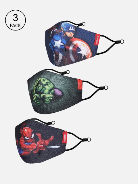 

Kids Ville Boys Pack Of 3 Avengers Print 3-Ply Reusable Cloth Masks, Red