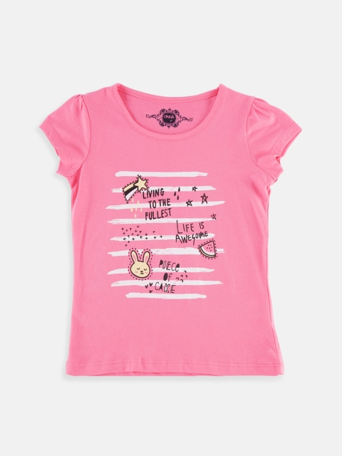 

CHALK by Pantaloons Girls Pink & Black Printed T-shirt