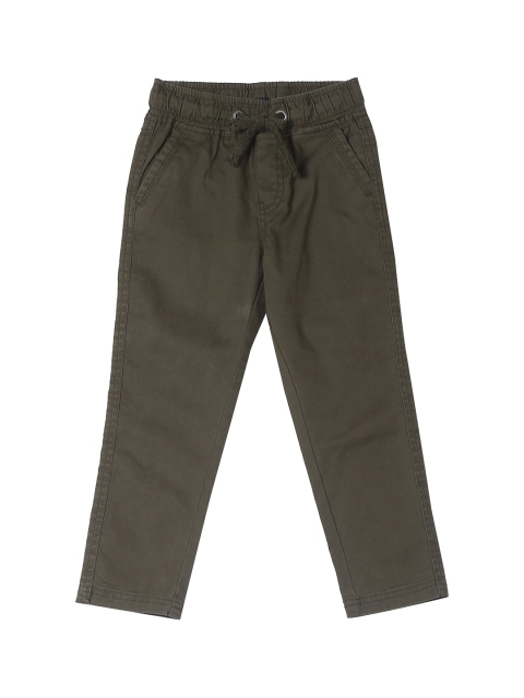 

Cherokee Boys Olive Green Regular Fit Solid Regular Trousers