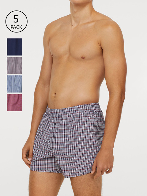 

H&M Men 5-Pack Woven Boxer Shorts, Red