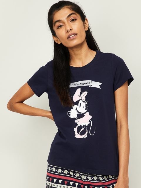 

Ginger by Lifestyle Women Navy Blue & White Printed Loung T-Shirt