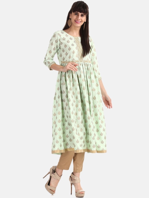 

Anahi Women Green Printed Anarkali Kurta