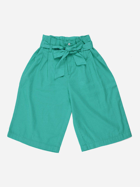 

UNDER FOURTEEN ONLY Girls Sea Green Solid Culottes