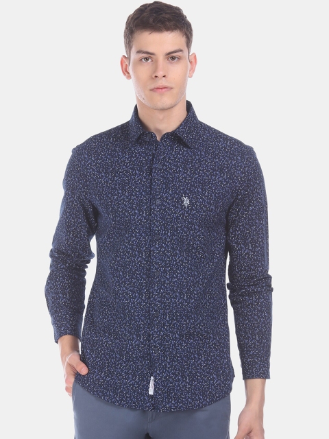 

U.S. Polo Assn. Men Navy Blue Regular Fit Printed Casual Shirt