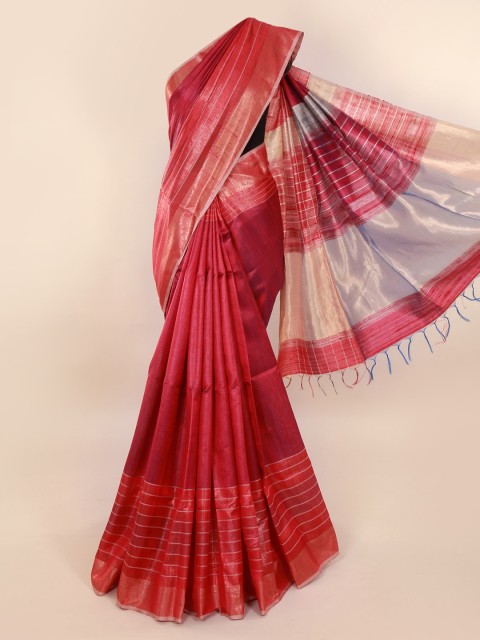 

Pothys Red Woven Design Jute Silk Saree
