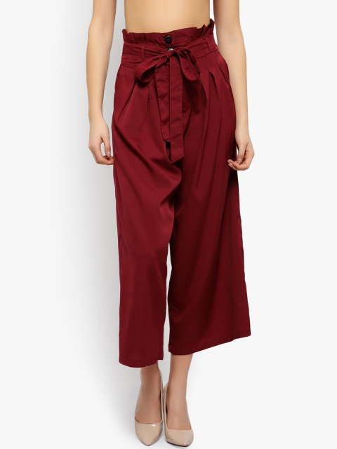 

Meee Women Maroon Regular Fit Solid Culottes