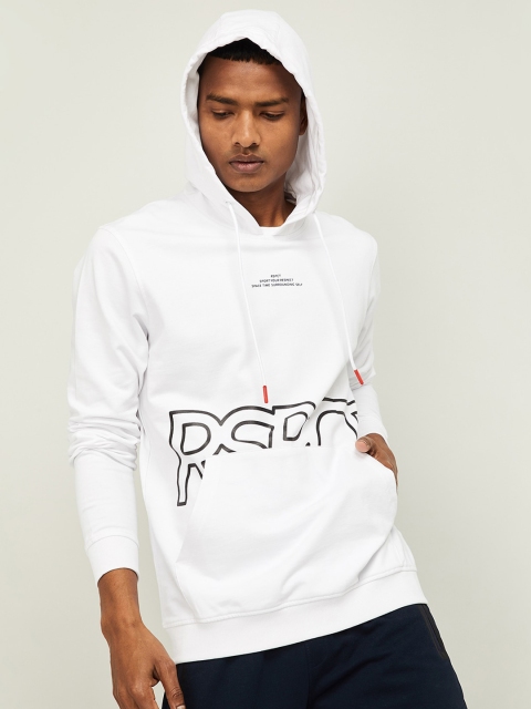 

Kappa Men White Printed Hooded Sweatshirt