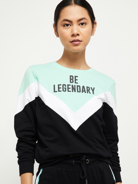 

max Women Blue & Black Colourblocked Sweatshirt