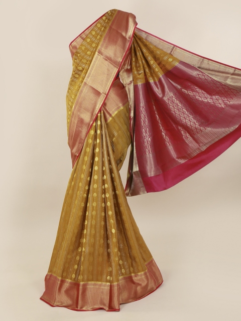 

Pothys Mustard Pure Silk Woven Design Mysore Silk Saree