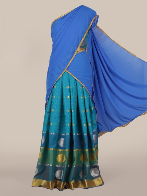 

Pothys Blue Woven Design Poly Chiffon Half Saree