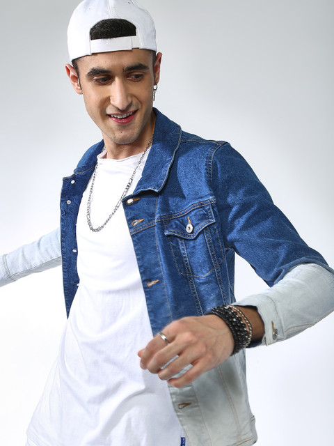

Blue Saint Men Blue Printed Lightweight Denim Jacket