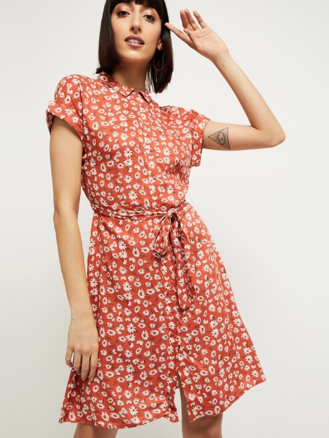 

max Women Rust Printed Shirt Dress