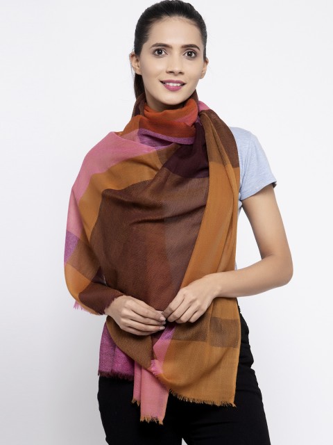 

Calvadoss Women Brown & Pink Woven Design Sustainable Long Fit Muffler