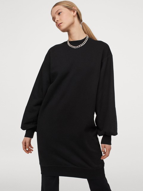 

H&M Women Black Sweatshirt Dress