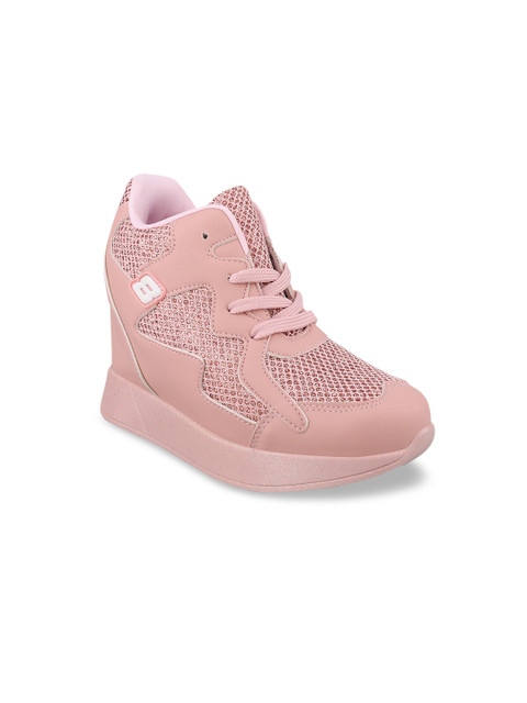 

Stelatoes Women Pink Woven Design Mid-Top Sneakers