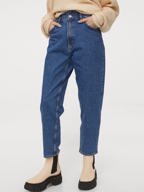 

H&M Mom Blue Loose-Fit High Jeans