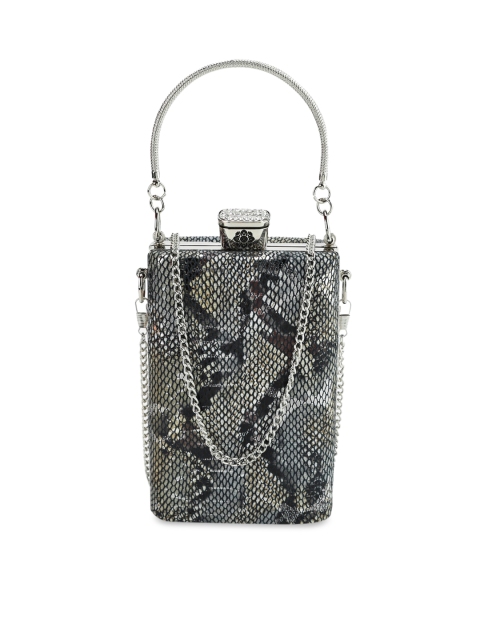 

Kazo Grey & Black Printed Box Clutch