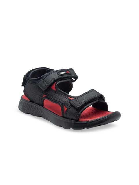 

ADDA Women Red & Black Solid Sports Sandals