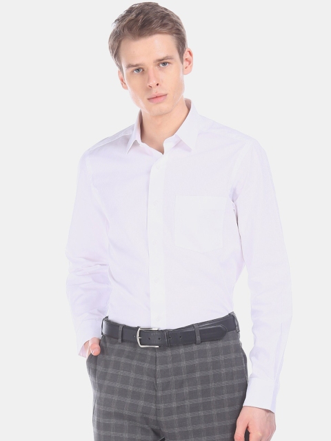 

Arrow Men White Regular Fit Striped Cotton Formal Shirt