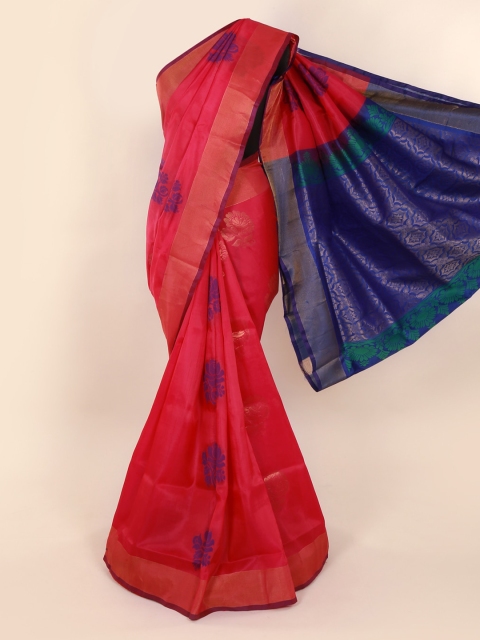 

Pothys Red & Blue Pure Silk Woven Design Saree