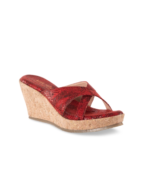 

Kraft Cellar Women Red & Black Textured Leather Wedges