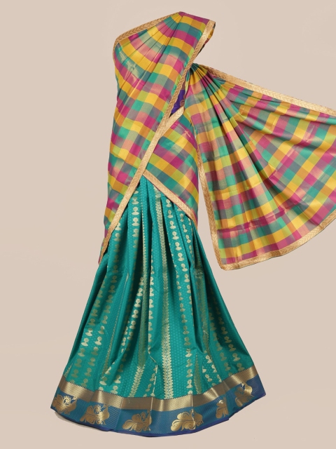 

Pothys Multicoloured Checked Tissue Half Saree, Multi