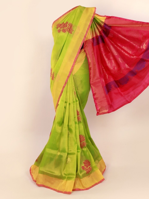 

Pothys Green & Red Pure Silk Woven Design Saree