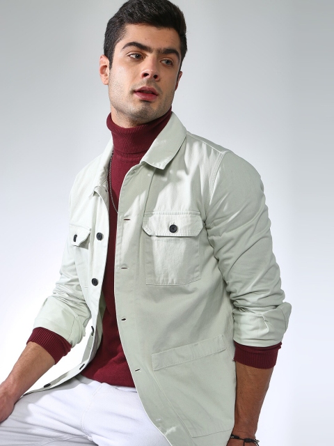 

Blue Saint Men Green Solid Lightweight Denim Jacket
