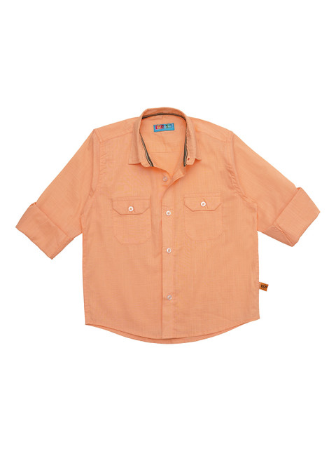 

Kid Studio Boys Orange Regular Fit Solid Casual Shirt