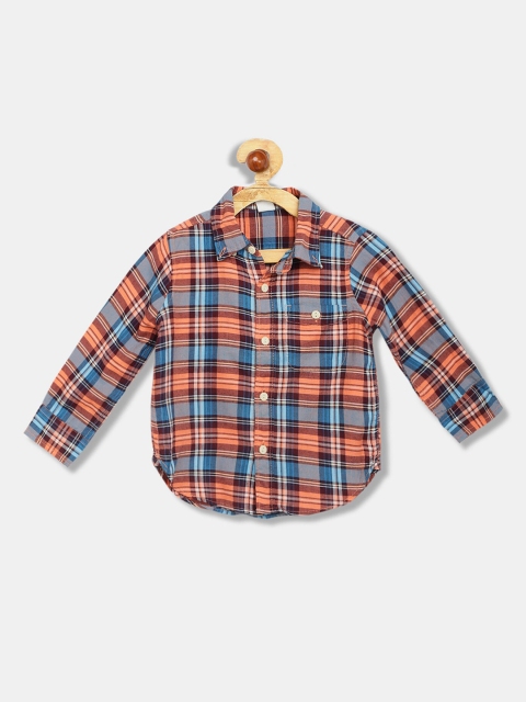 

GAP Toddler Boys Orange & Blue Long Sleeve Check Shirt