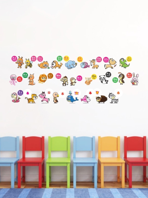 

rawpockets Multicolored English Alphabet Learning Vinyl Wall Decal Sticker, Multi