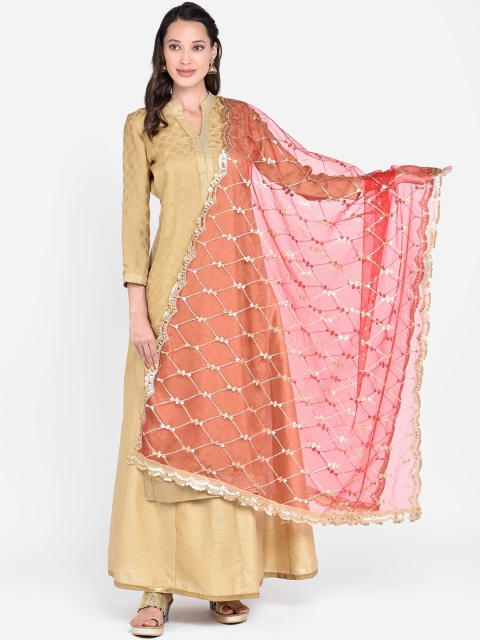 

Dupatta Bazaar Red & Gold-Toned Embroidered Dupatta