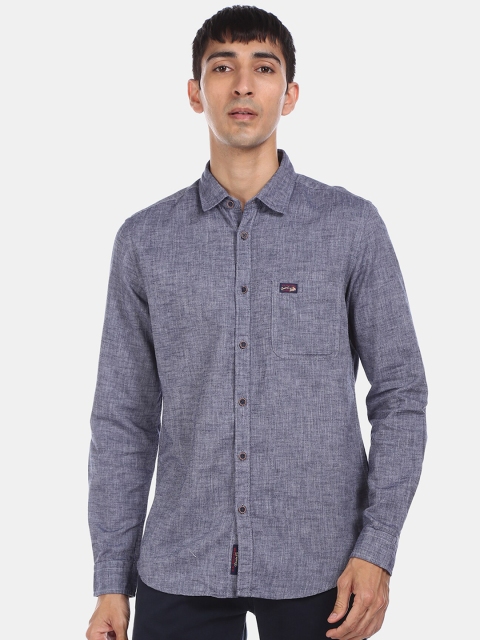 

U.S. Polo Assn. Men Navy Blue Regular Fit Solid Cotton Casual Shirt