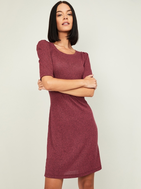 

Bossini Women Burgundy Solid T-shirt Dress