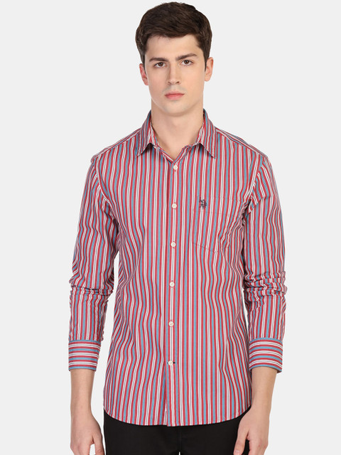 

U.S. Polo Assn. Men Red Regular Fit Striped Casual Shirt