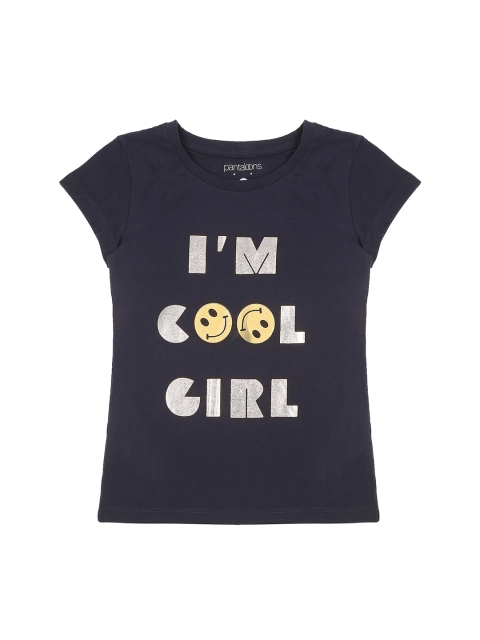 

Pantaloons Junior Girls Navy Blue Printed Round Neck T-shirt