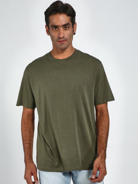 

Blue Saint Men Olive Green Printed Round Neck T-shirt