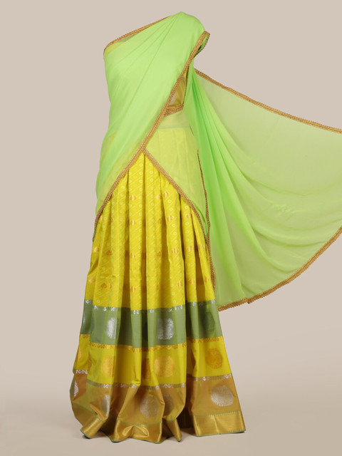 

Pothys Green Woven Design Poly Chiffon Half Saree