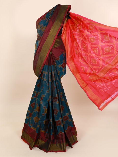 

Pothys Blue & Pink Pure Silk Woven Design Saree