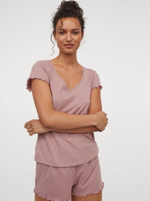 

H&M Women Pink T-shirt and Shorts