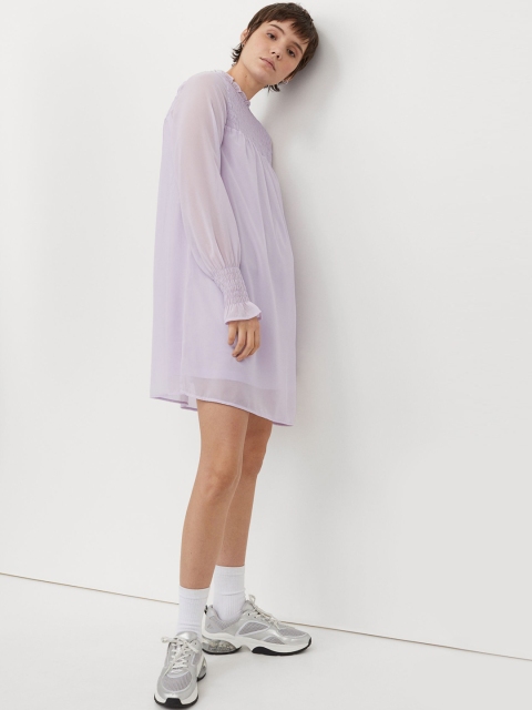 

H&M Women Purple Smocking-Detail Dress