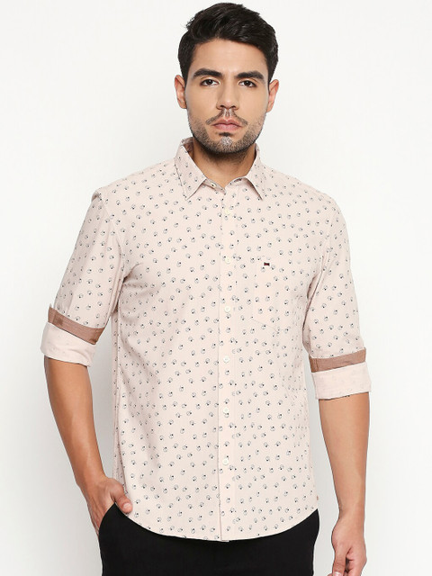 

Basics Men Beige Slim Fit Printed Casual Shirt
