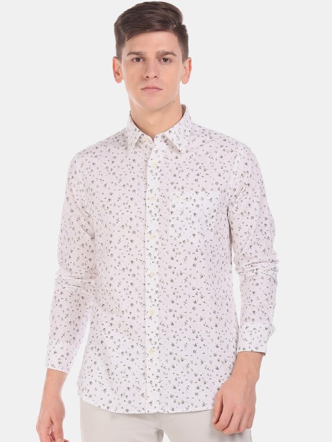 

U.S. Polo Assn. Men White Regular Fit Printed Casual Shirt