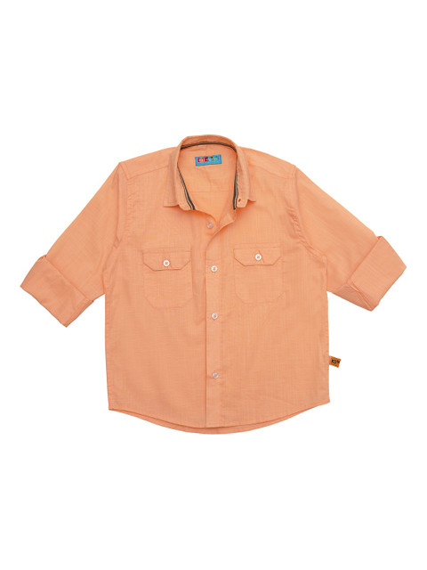 

Kid Studio Boys Orange Regular Fit Solid Cotton Casual Shirt