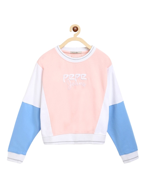 

Pepe Jeans Girls Pink & White Colourblocked Sweatshirt
