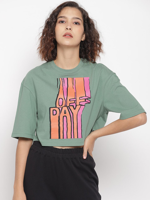 

LA LOFT Women Green Printed Top