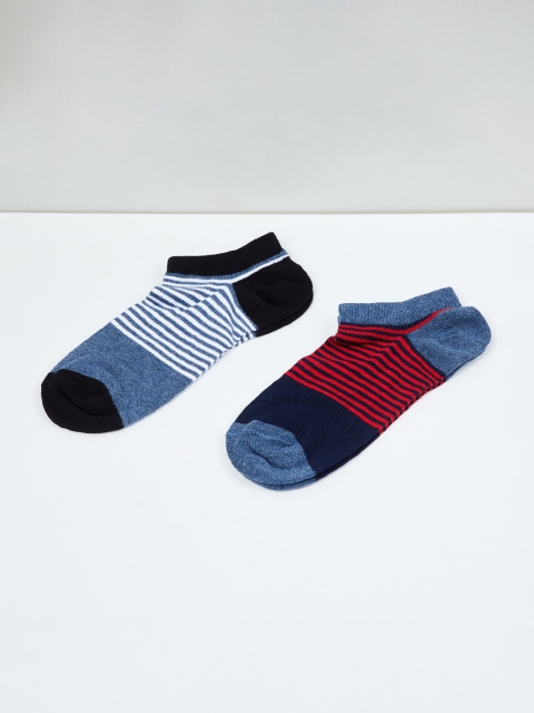 

max Boys Pack Of 2 Striped Ankle-Length Socks, Blue