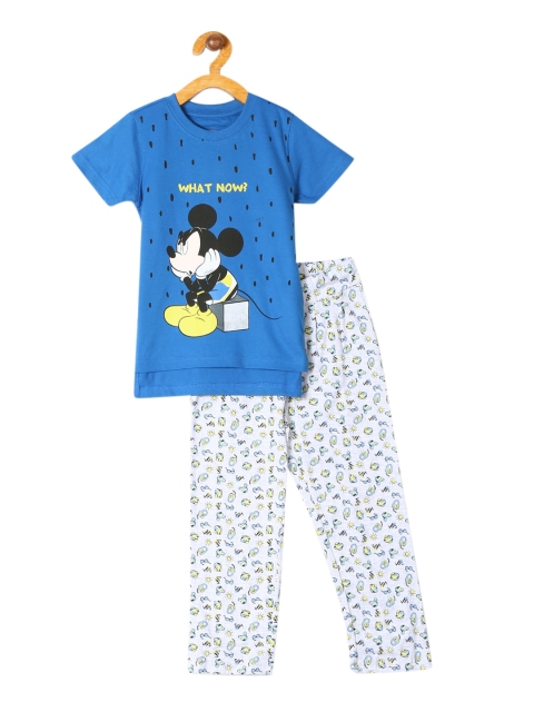 

Colt Boys White & Blue Printed Cotton T-shirt with Pyjamas